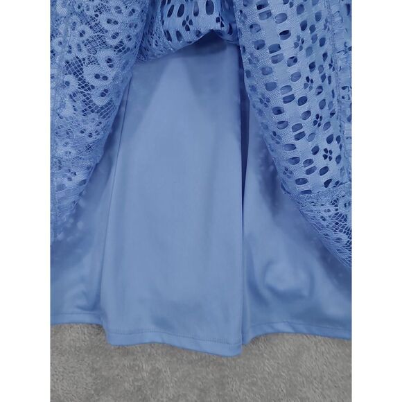 Danny & Nicole Blue Floral Sleeveless Fit & Flare Dress Sz 18 Satin Lined Sheer‎ - Picture 5 of 16